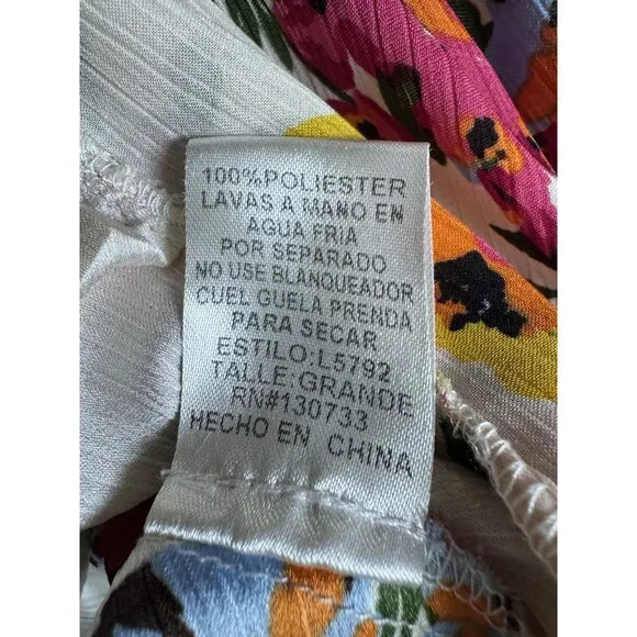 Umgee Floral Boho Blouse Womens Large Batwing Balloon Sleeve - Picture 5 of 5